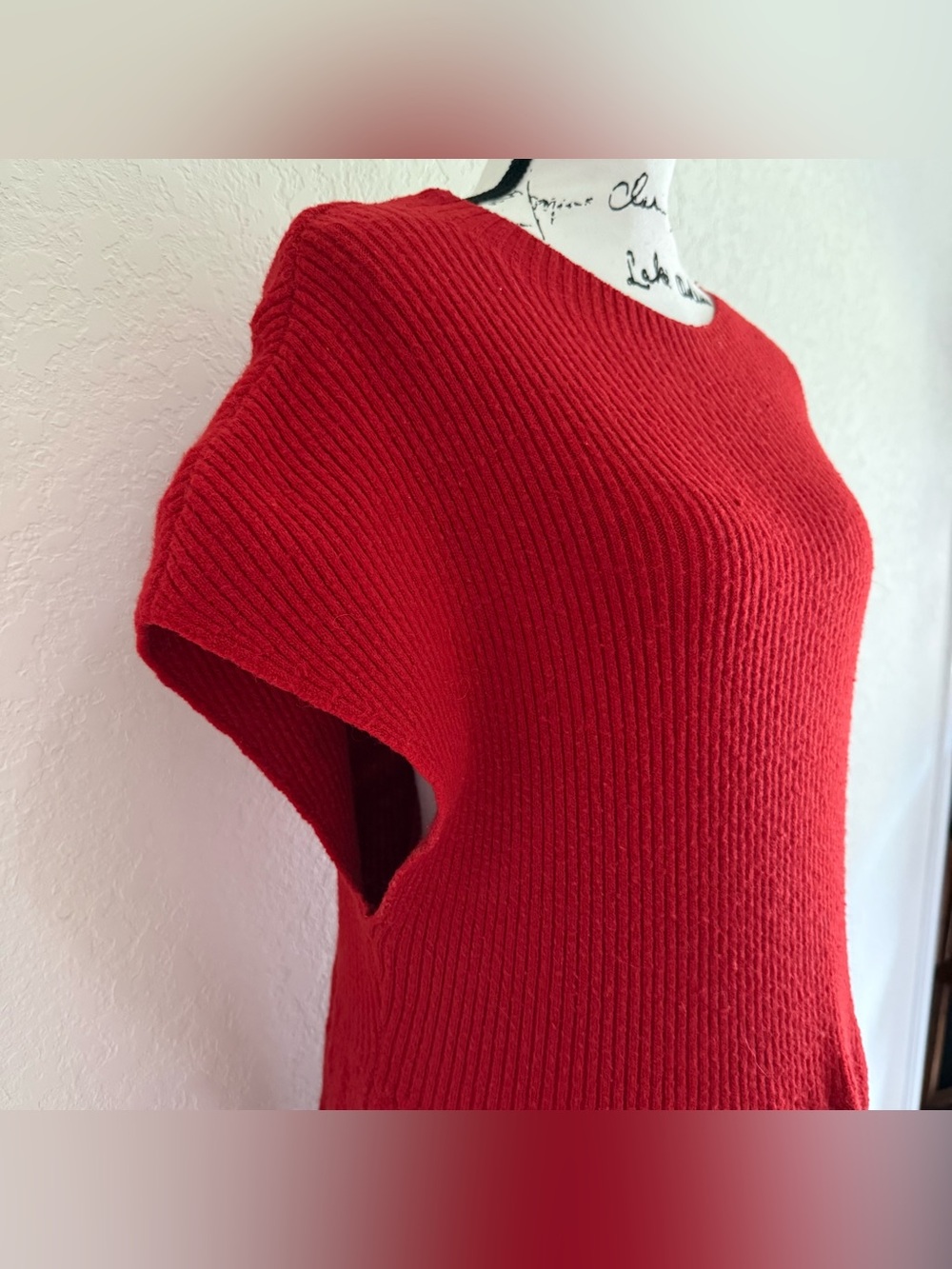 Anthropologie Feather Bone Red Sweater Dress - Picture 3 of 10